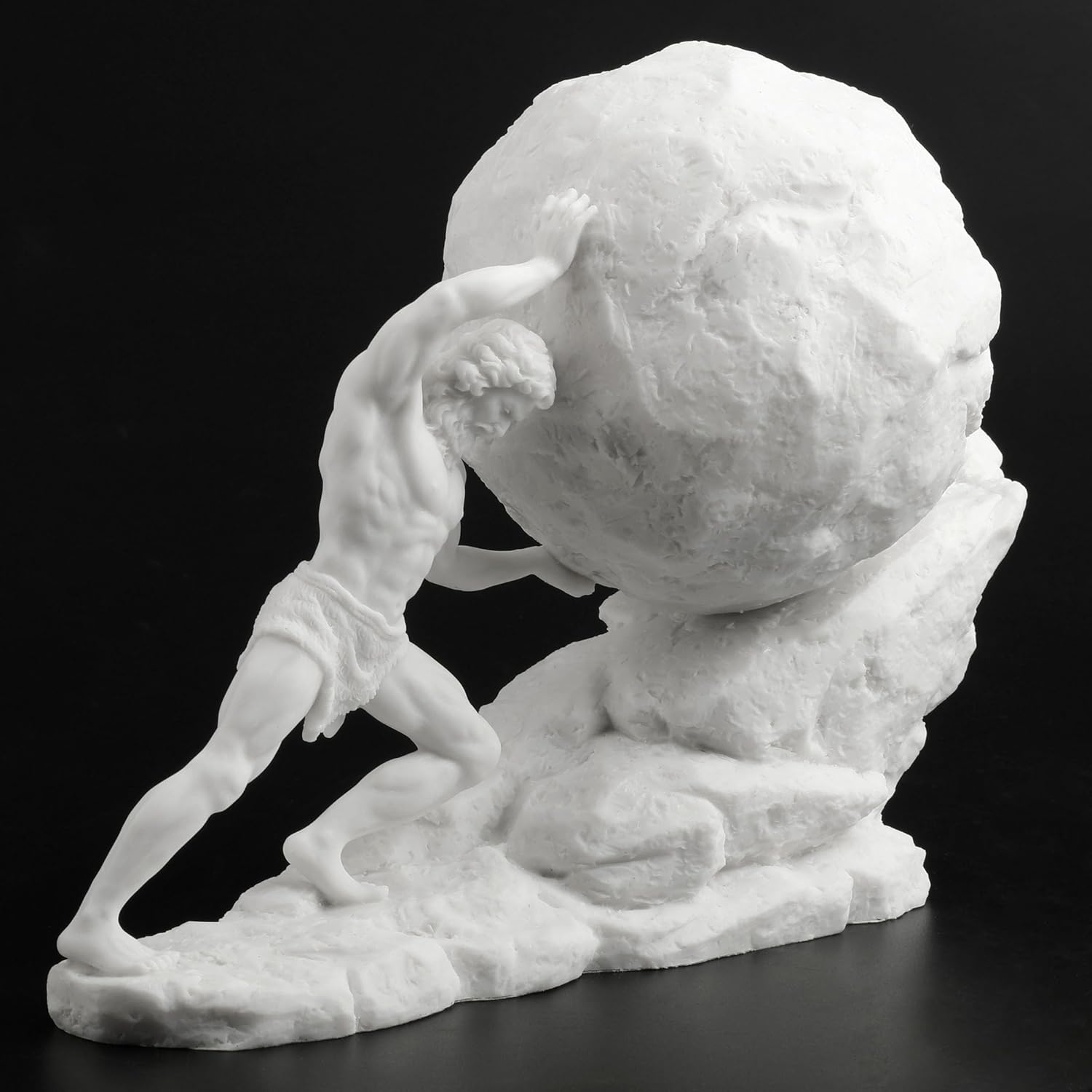 Veronese Design 8 1/8 Inch Sisyphus Pushing The Eternal Boulder Resin Statue Marble White Finish Home Decor Sculpture Greek and Roman Collectible