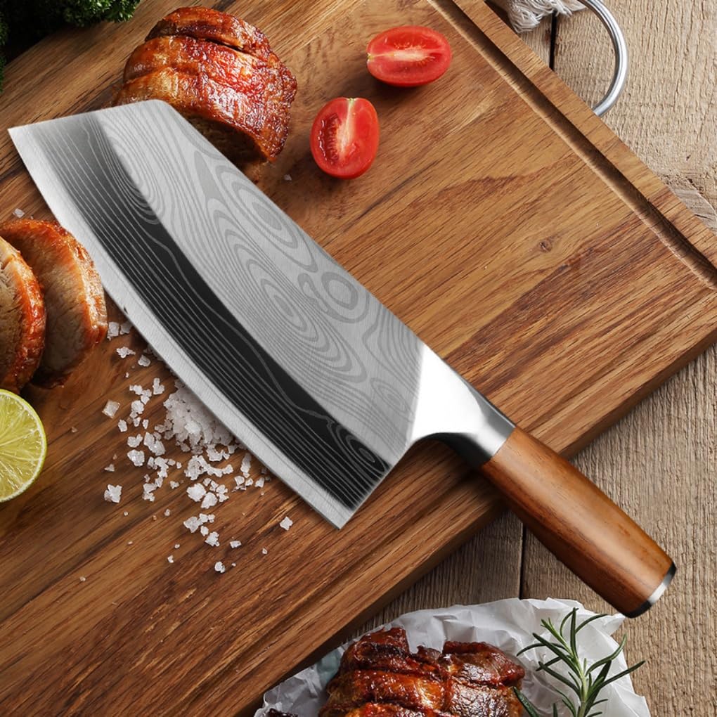 7Inch Meat Cleaver Vegetable Kitchen Knife Meat Cleaver Superior Class Stainless for Kitchen with gift box(German Steel Kitc