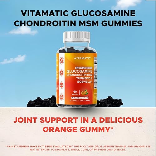 Miniatura 4 de Vitamatic Gomitas de glucosamina condroitina extra fuertes con MSM, cúrcuma y boswellia – 60 gomitas a base de pectina fórmula avanzada de apoyo