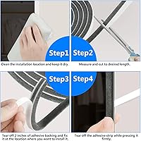 Vista 7 de Burlete autoadhesivo gris de 33 pies para puertas y ventanas, 0.4 pulgadas de ancho x 0.2 pulgadas de grosor