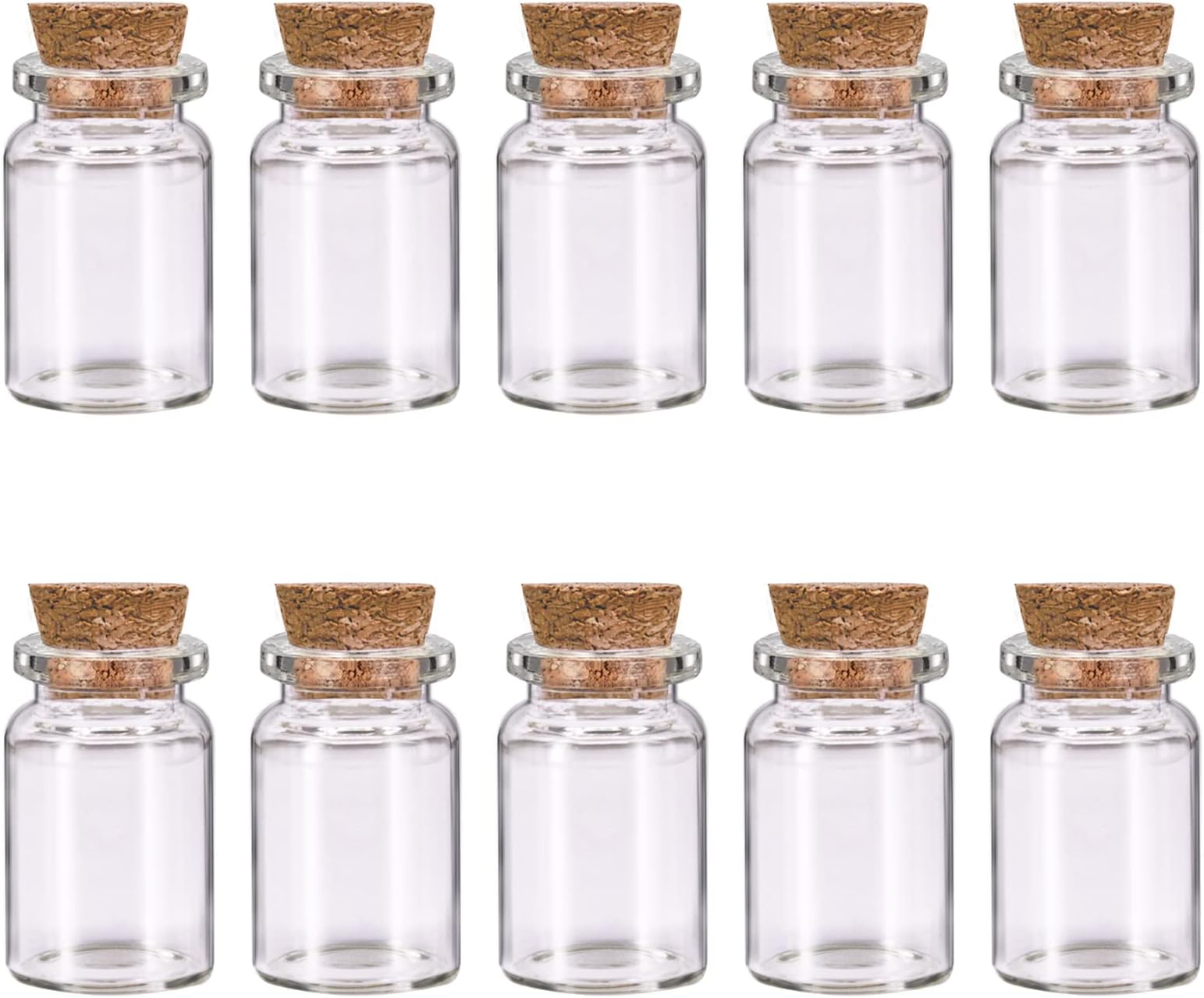 10 Pcs Small Glass Bottles with Cork Lids, Mini Glass Bottles with Stoppers Empty Spell Jars Small Message Bottle Tiny Wishing Bottle Miniature Potion Bottles for DIY Crafts Decoration Wedding Party