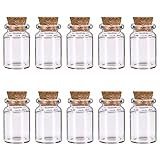 10 Pcs Small Glass Bottles with Cork Lids, Mini Glass Bottles with Stoppers Empty Spell Jars Small Message Bottle Tiny Wishing Bottle Miniature Potion Bottles for DIY Crafts Decoration Wedding Party 20 x 40mm
