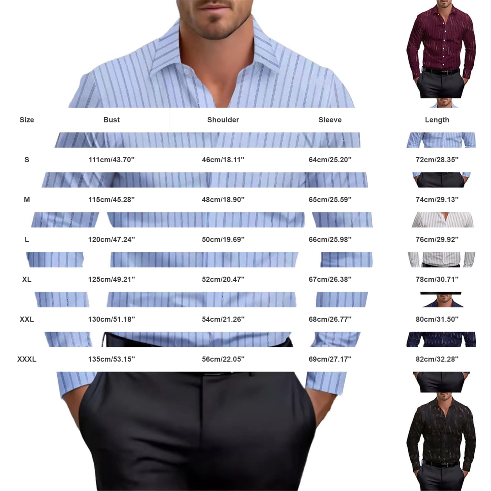 Generico Camicia Uomo A Righe Maniche Lunghe Taglio Aderente, Modello Elegante Adatto per Uscite Lavorative E Occasioni Formali