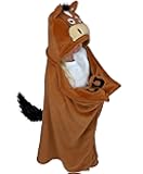 Wearable Hooded Blanket for Kids, Animal Hooded Blanket (Horse, Brown)