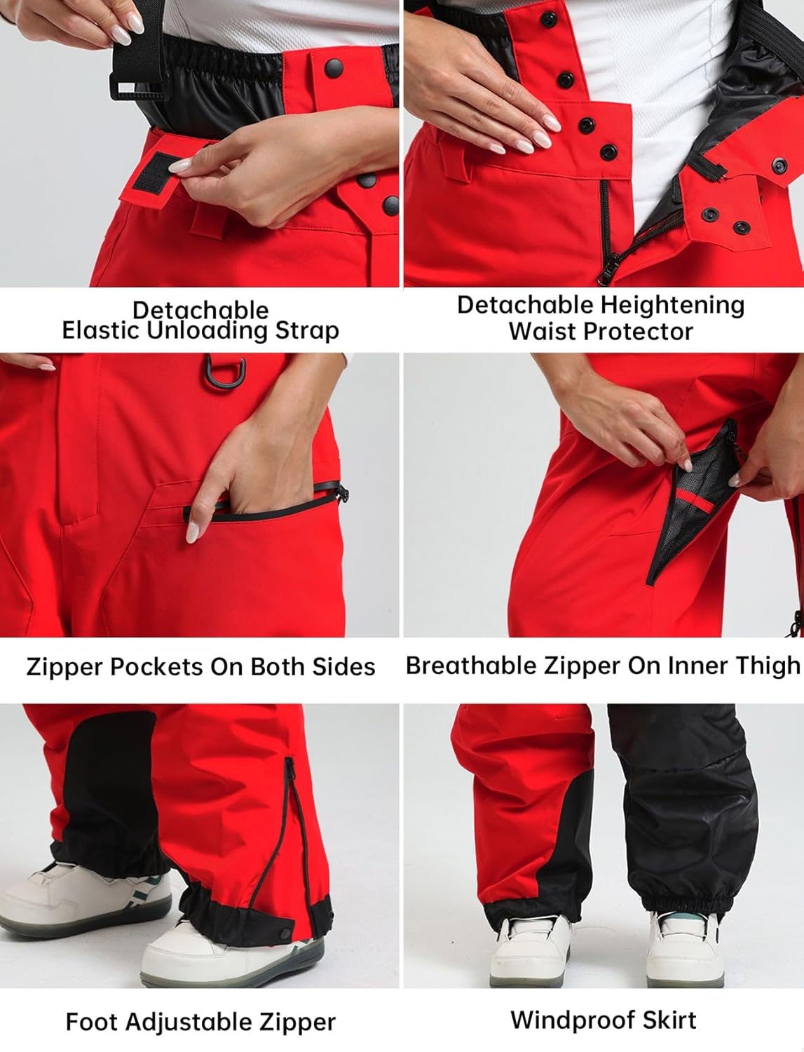 GSOU SNOW Men Snow Bibs Women Baggy Ski Pants Snowboard Overall Insulated Waterproof Windproof Warm Winter - Image 5