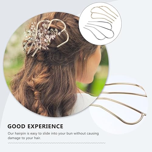 Miniatura 8 de GALPADA 2 horquillas en forma de U, 4 puntas, horquilla lateral, moño, horquilla, accesorios de peinado para mujeres y niñas, dorado plateado