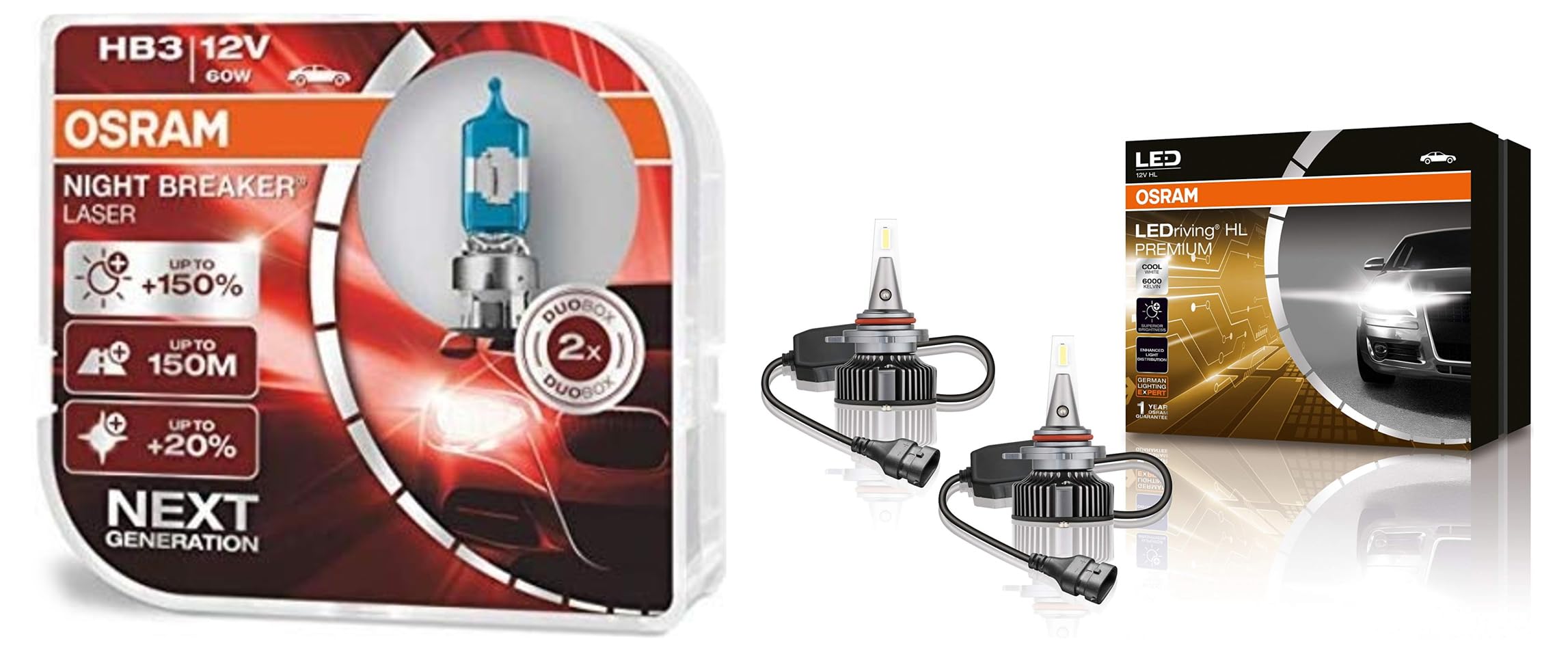 Osram HB3/HB4 49005/6CW Headlamp integrated driver (Set of 2, 25W 12V) 9005NL-HCB 60W 12V P20D 10X2BOX 4F