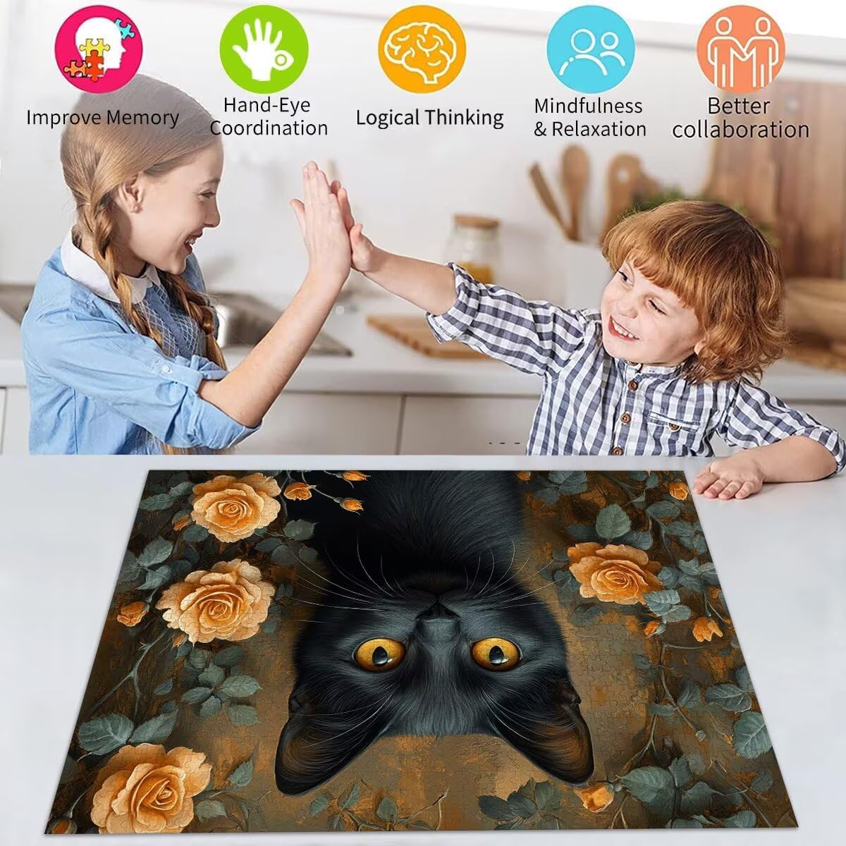 Puzzle Erwachsene 2000 Teile Katze Blume Educa Jigsaw für Kinder ab 8 Jahren Mädchen Jungen, Erwachsene Impossible Klassische Puzzles Schwer, Anspruchsvoll Spielspaß, Als Geschenke 70x99cm t-696