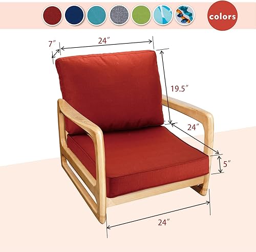 Miniatura 6 de Juego de 2 cojines para sillas de exterior, cojines de asiento profundo para muebles de patio, 24 x 24 pulgadas, cojines de exterior para muebles de