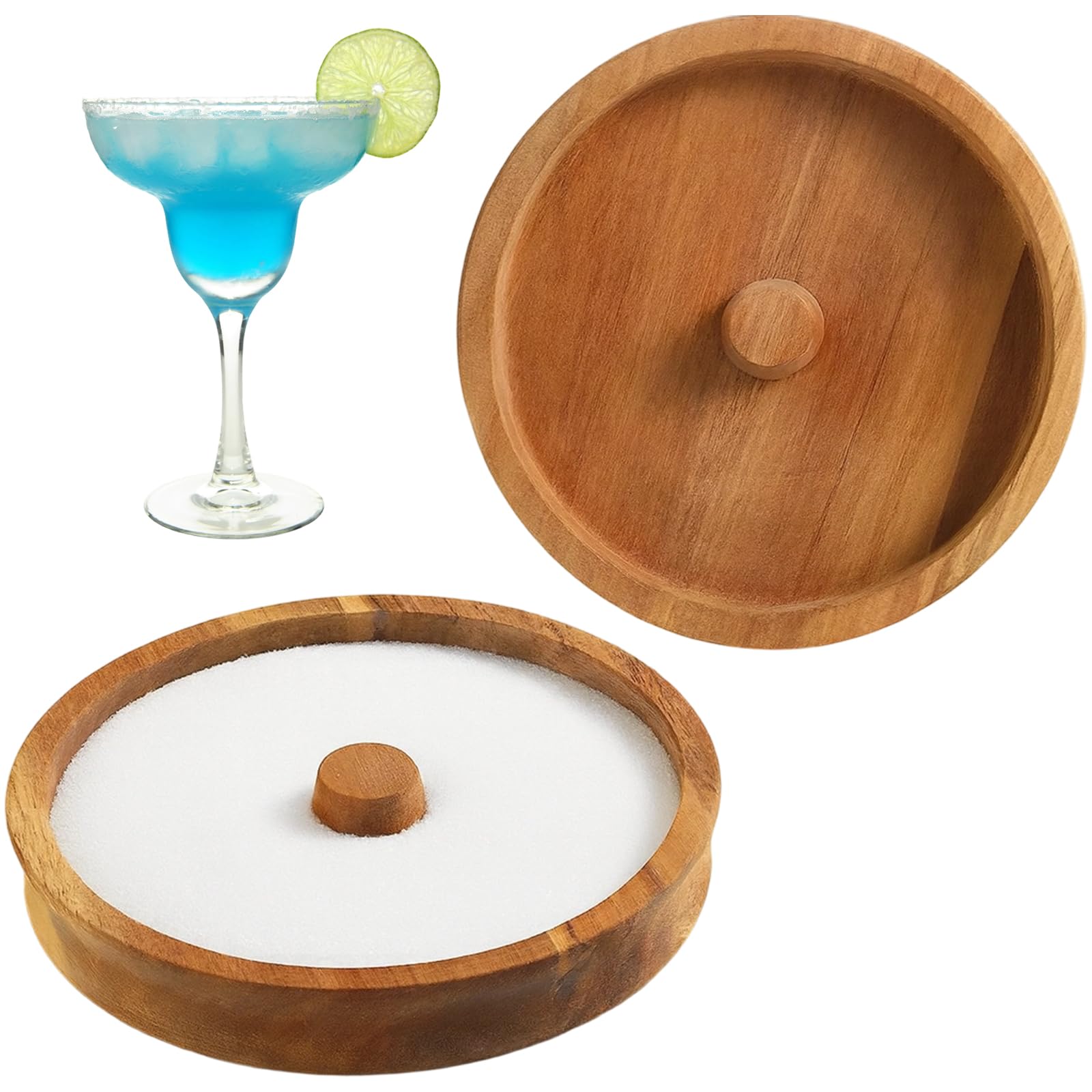 Margarita Salt Rimmer, Wood Glass Rimmer for Drinks, Cocktail Accessories for Drinks, Spicy Margarita Salt, Cocktail Garnish Set, Salt Rimmer for Margaritas
