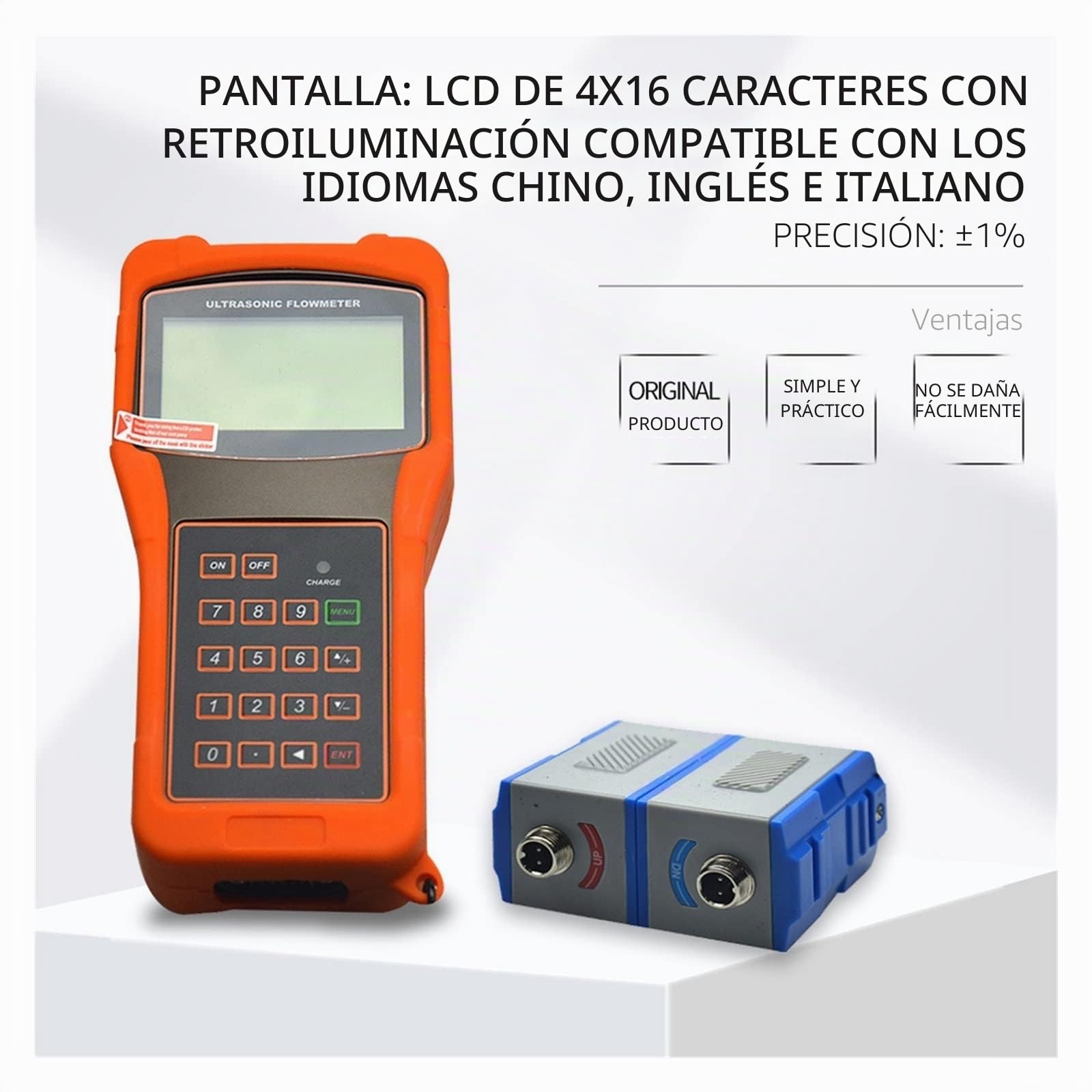 Caudalímetro Ultrasónico, Medidor de Flujo de líquido ultrasónico Digital portátil TUF-2000H con transductor estándar TM-1 Rango de medición DN50-700mm
