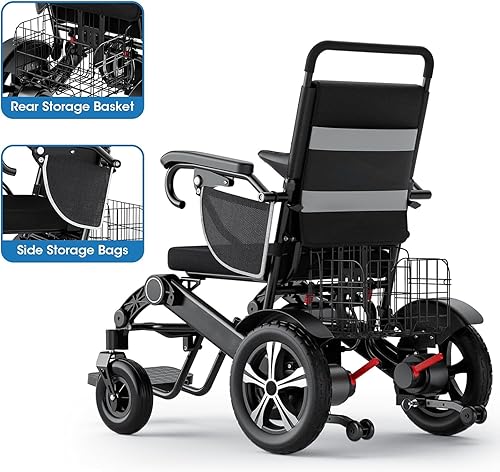 Miniatura 9 de Silla de ruedas eléctrica, ligera, plegable, portátil, todo terreno, silla de ruedas motorizada, segura, cómoda y diseñada para durar, capacidad de