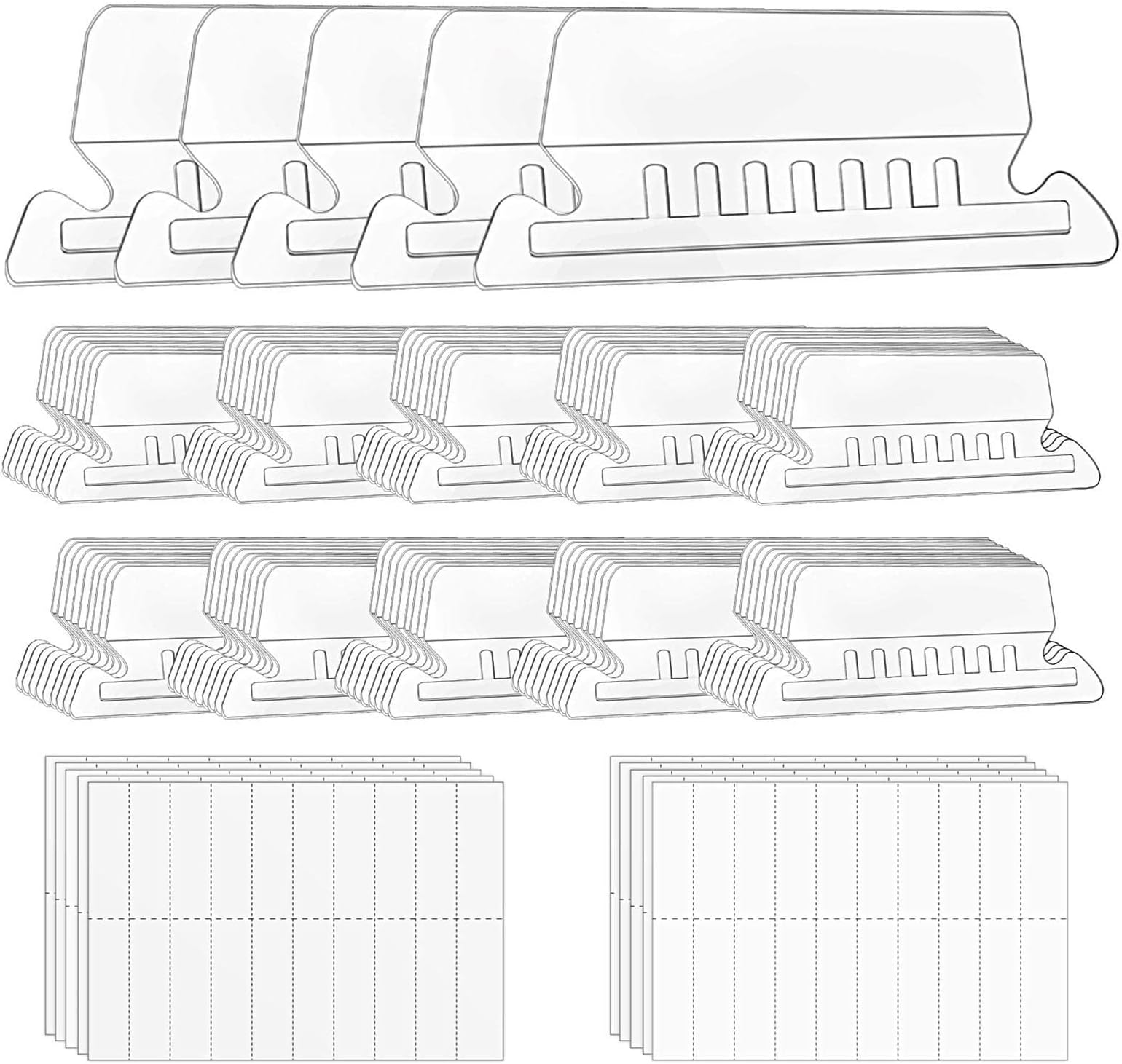 JCD File Folder Tabs, Quick Identification,120 Sets Clear Plastic Hanging File Folder Labels 2" Tabs and Inserts for Hanging Files