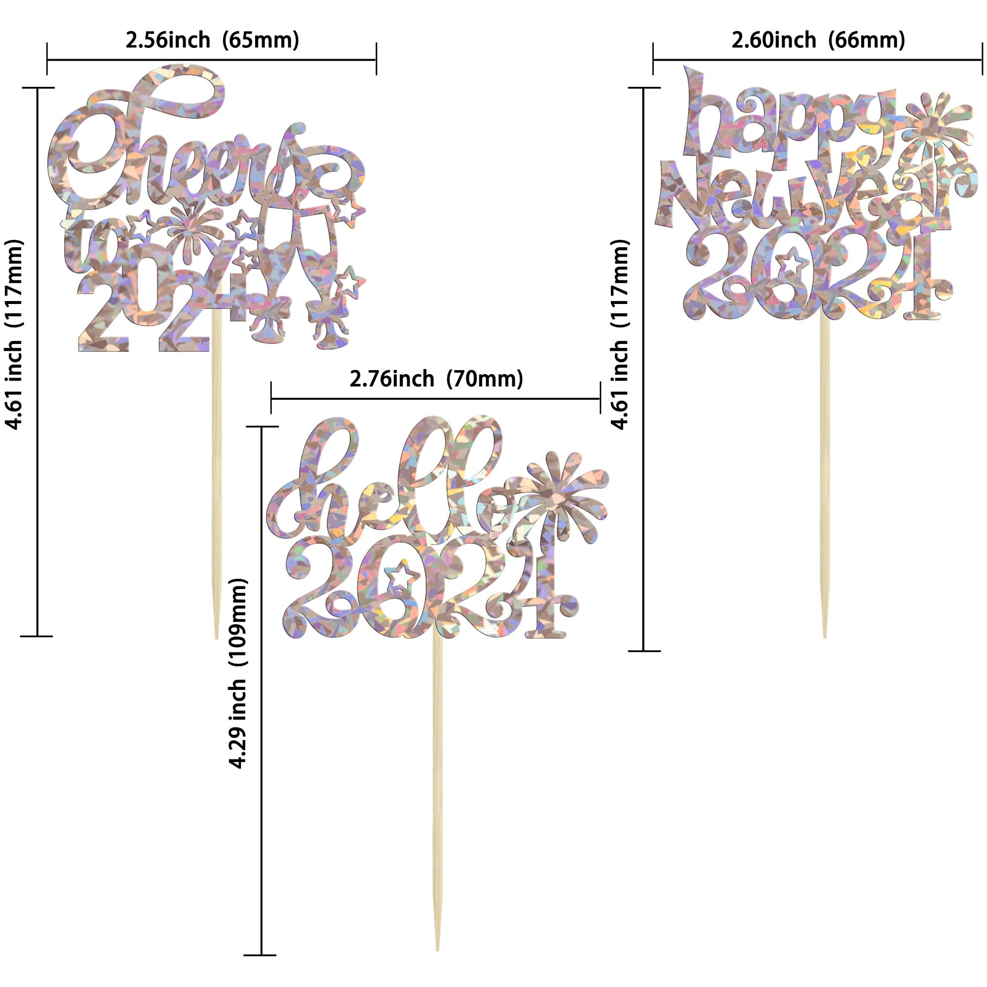 Gyufise 24pcs Happy New Year 2024 Cupcake Toppers Glitter Fireworks Hello 2024 New Year Cupcake Picks for Cheers to 2024 Holiday Party Cake Decorations Supplies Laser Silver