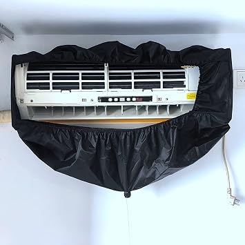 Black Air Conditioner Cleaning Bag, Wall Mounted Waterproof AC Unit Dust Washing Protector Cover, Air Conditioning Cleaner