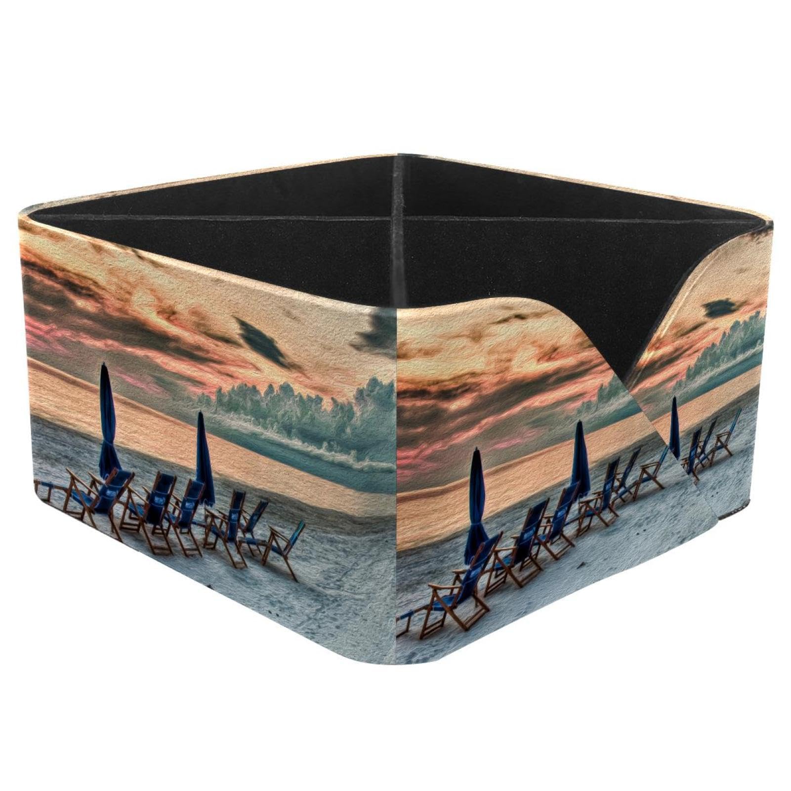 KengjuTesu Seaside Morning Painting Desktop Organizer Pen Holder, Rectangular Pencil Cup for Office, Study and Makeup Stations