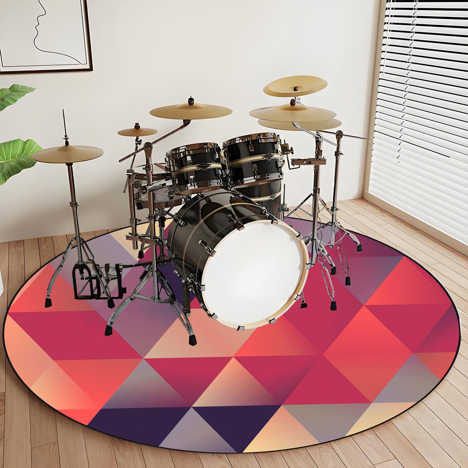 Profesjonalny dywanik perkusyjny E-Drum, okrągły dywanik bębnowy, antypoślizgowy dywan perkusyjny, bęben jazzowy, mata do instrumentu muzycznego, zestaw perkusyjny, dźwiękoszczelny koc