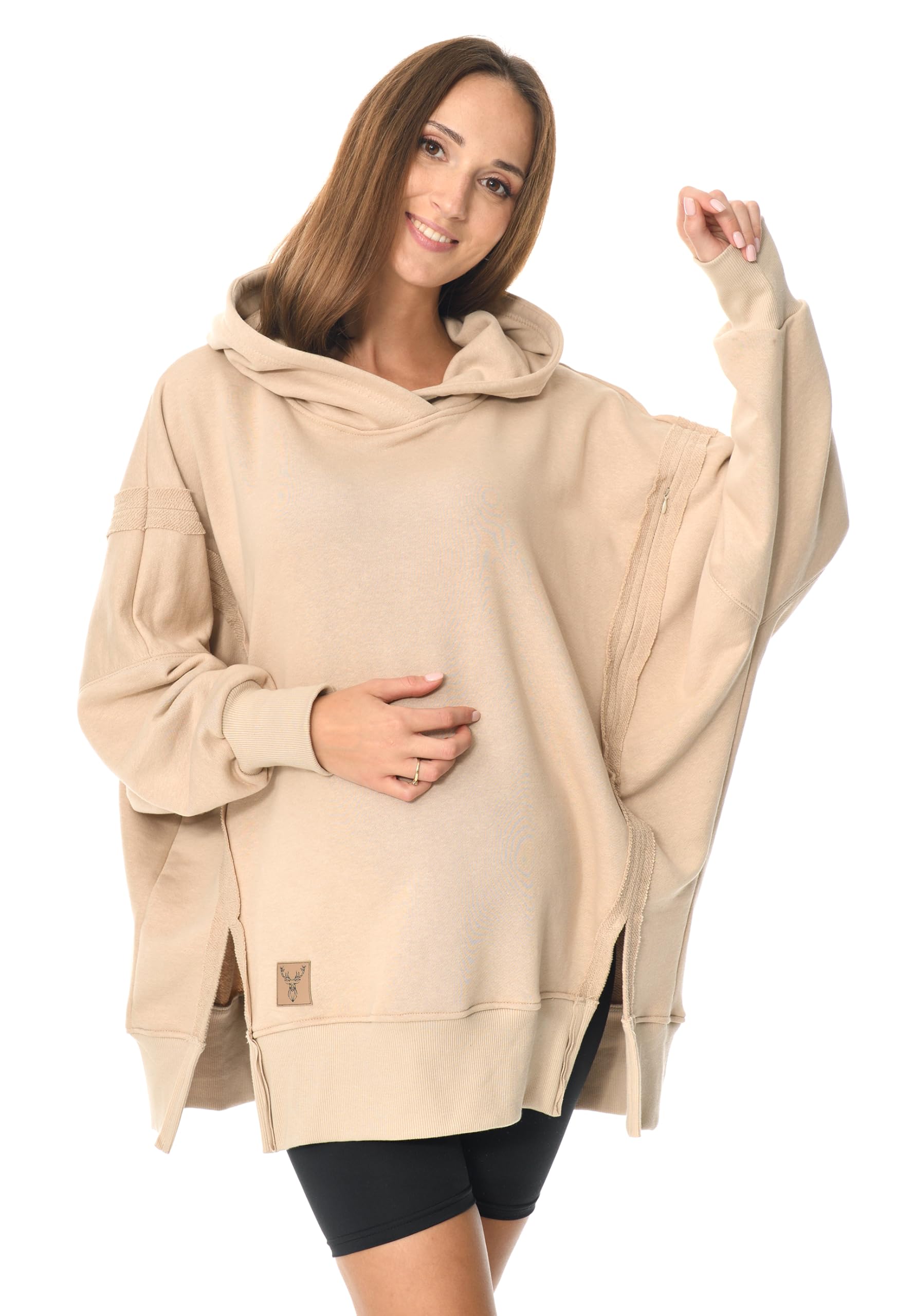 MijaCulture Victoria M015 Pull d'allaitement et pull de grossesse surdimensionné 2 en 1
