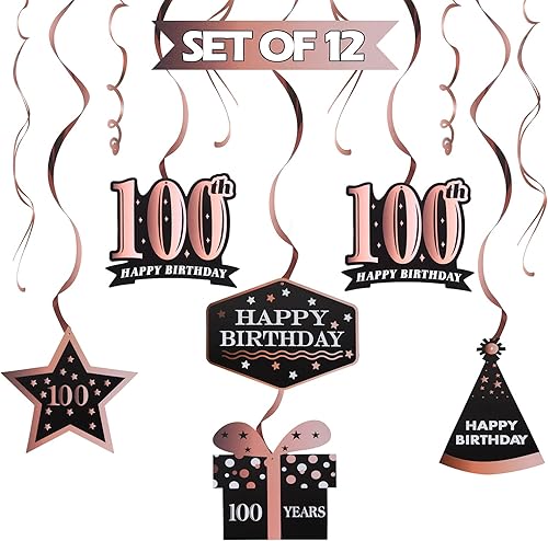 Miniatura 72 de LINGTEER Happy 65th Birthday Decorations Set - 12Pcs Black & Gold Swirls Streamer,Happy Birthday Bunting Banner,Cheers to 65 Years Old Bday Party