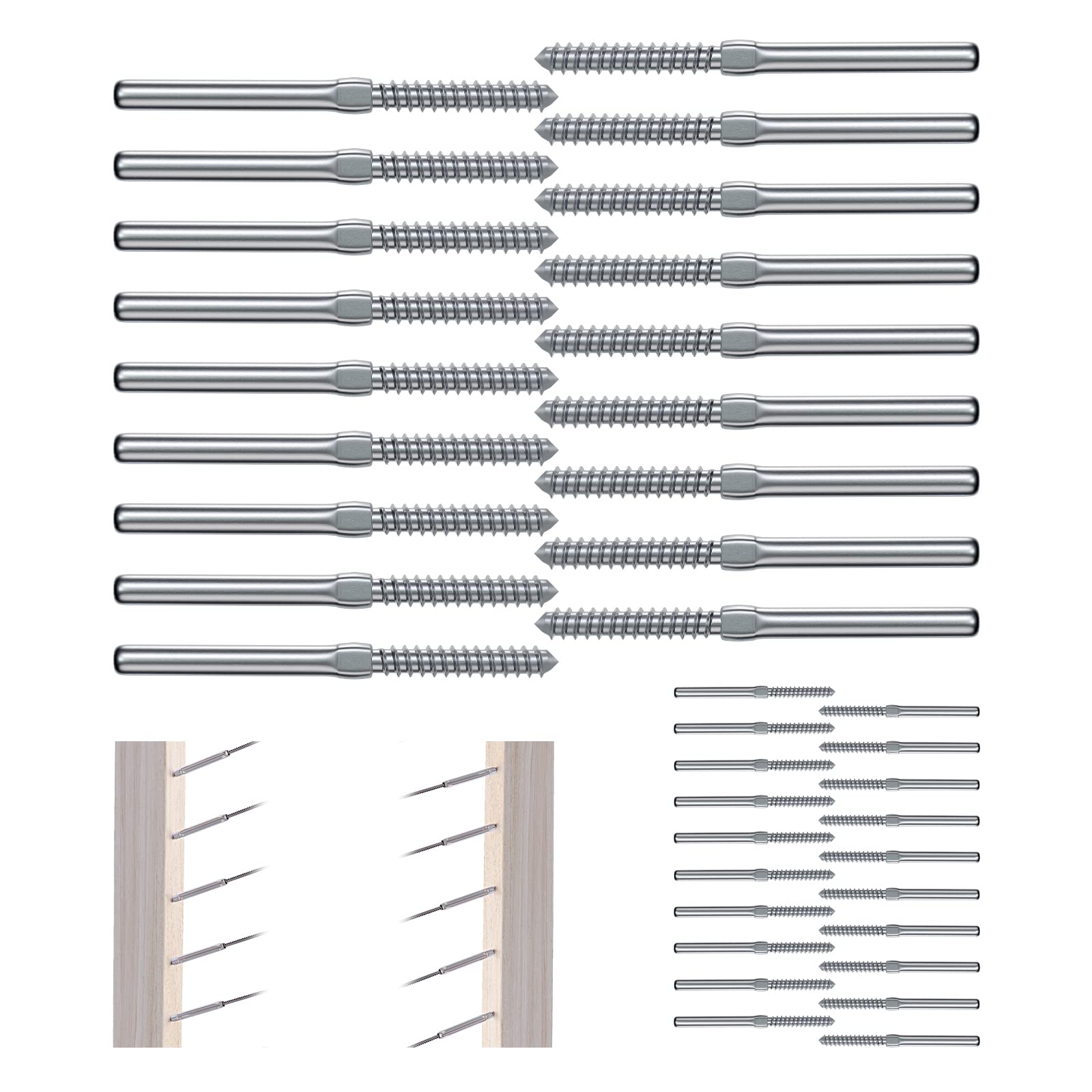 Buy YKINZ 1/8" 40Pack/20Pairs Cable Railing Kit Left and Right Swage