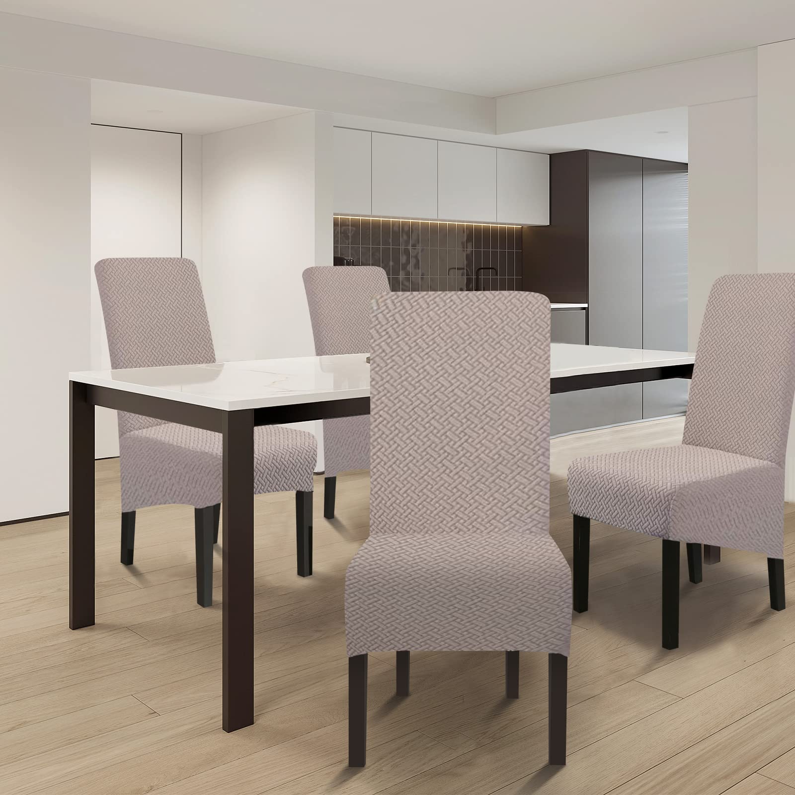 Lydevo Coprisedie con Schienale Elasticizzati 6 Pezzi XL Grande Coprisedia per Sala da Pranzo Vestisedia da Pranzo Lavabile Estraibile Fodere Coprisedia da Cucina,Diagonale#Cammello