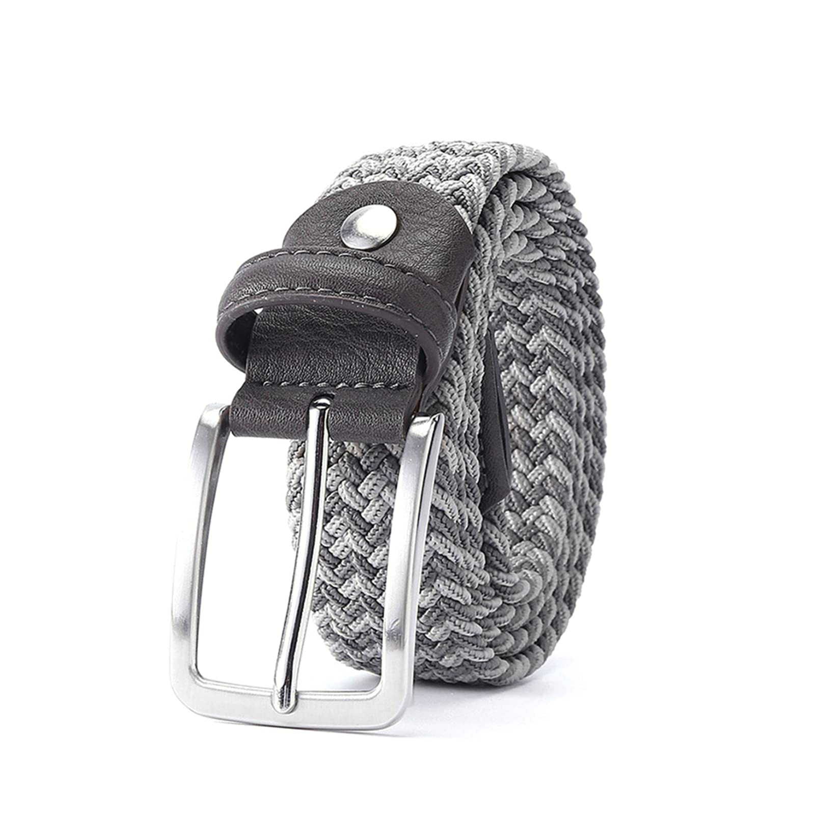 Men Elastic Belt Striped Jeans Canvas Belt 3.4 cm Width Knitted Braided Long Belt Extend 160 cm Belt, 140cm