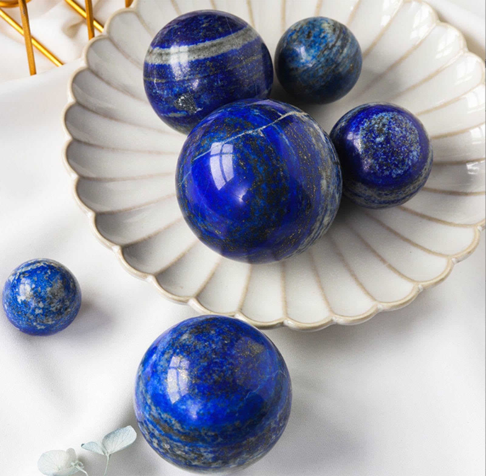 Bola de Cristal Decorativa con Soporte, Bola de Piedra de Lapislázuli Natural, Esfera de Piedras Preciosas Curativas, Adornos, Esfera de Energía de Meditación, Rocas Minerales,50mm