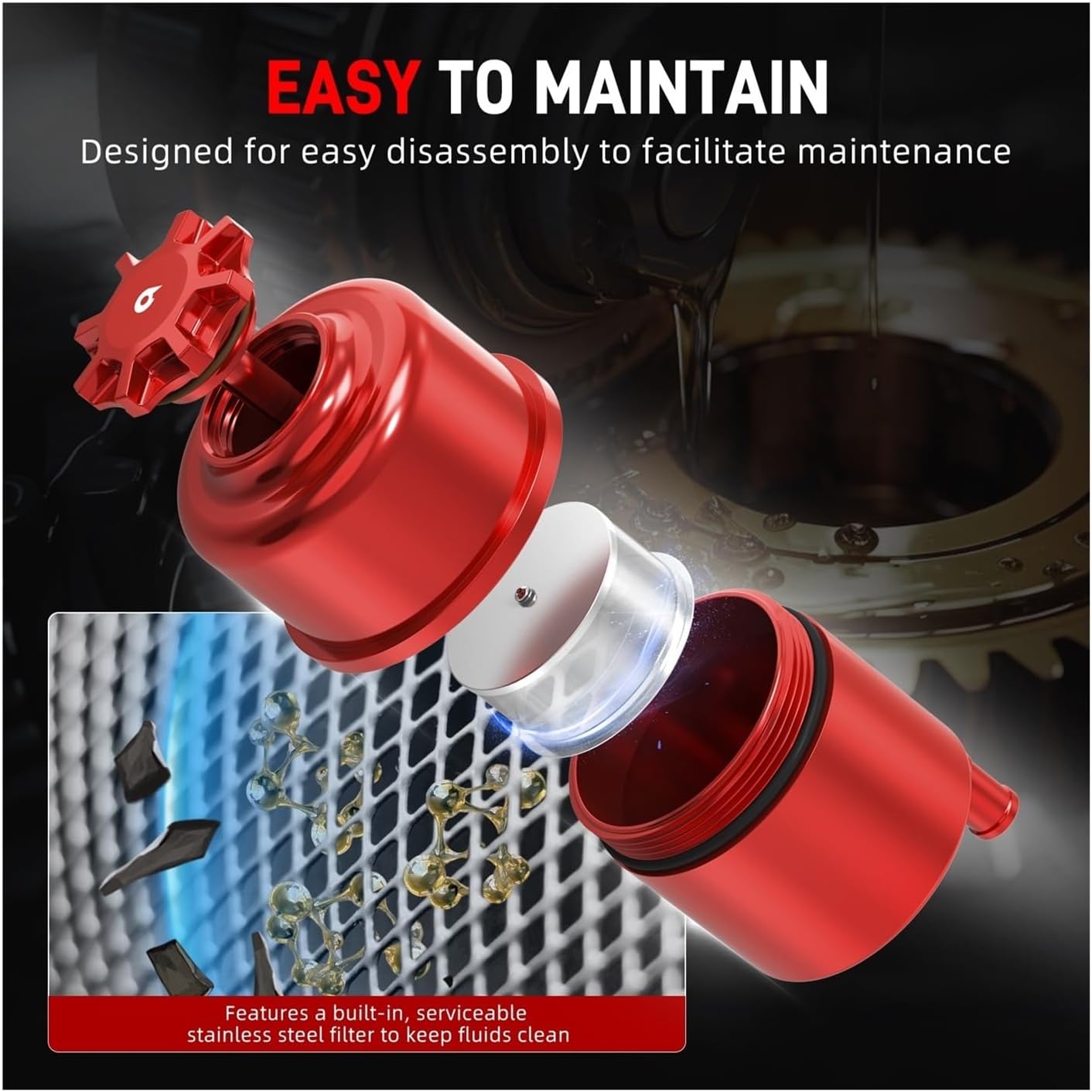 Billet Aluminum Power Steering Reservoir Compatible For BMW E46 E90 E92 E60 E61 E82 E87 Z4,X1 E84,X3 E83,X5 E53, Replace Compatible For 32416851217(E Right Manual)