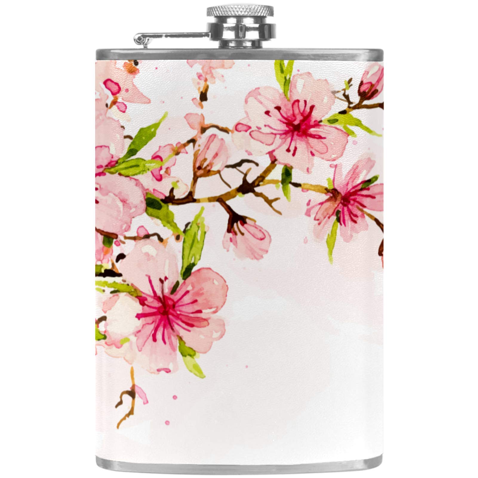 Flasque à whisky motif cerisier floral idéale pour barbecue et pique-nique