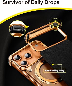 OATSBASF 磁気フレームレスメタル&ウッドケース iPhone 17 Pro用、ミニマリスト。