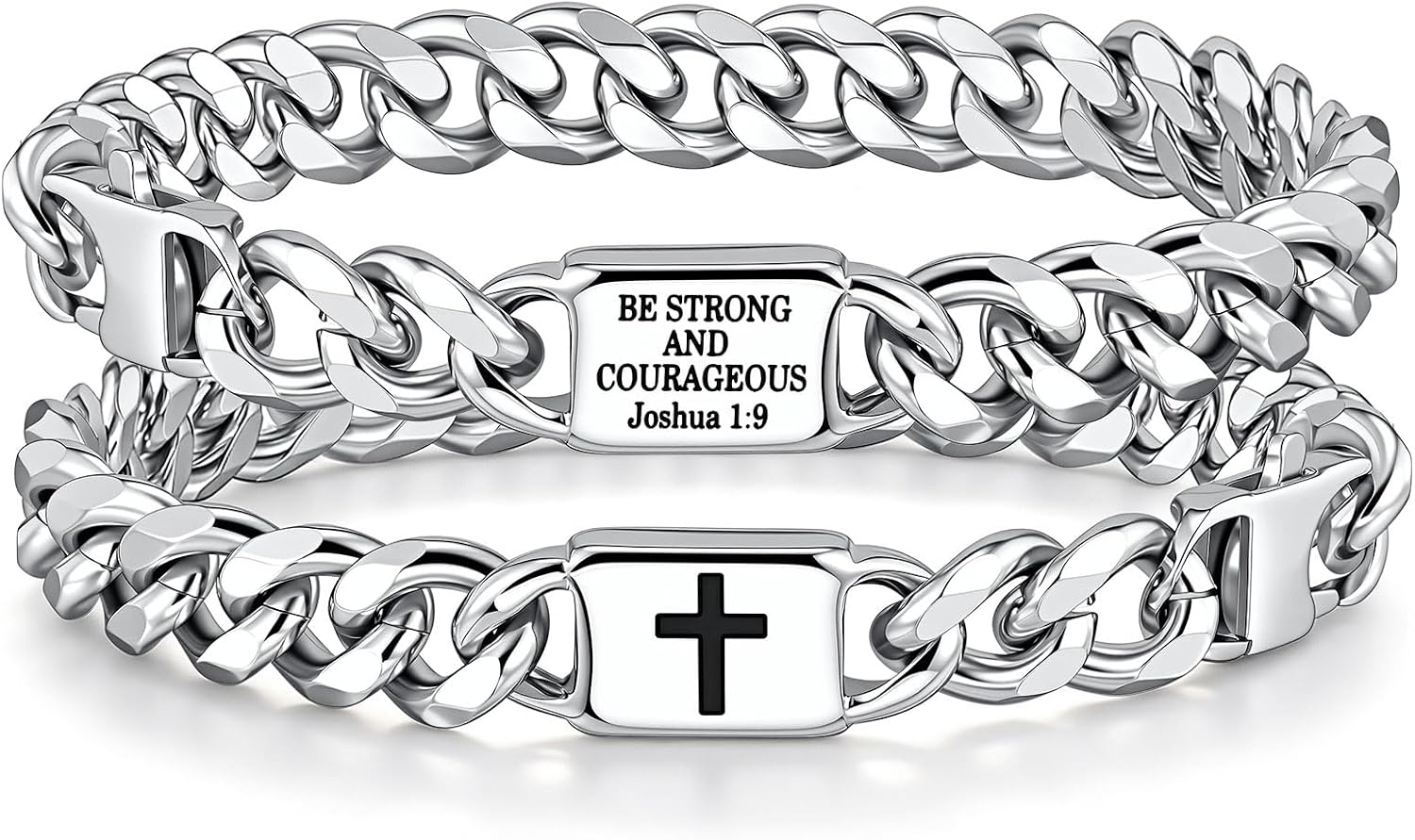 VNOX Cross Bracelet Christian Gift for Men - Stainless Steel Cuban Link Bible Verse Bracelets Stuff Accessories First Communion Confirmation Gifts for Boys Teens Mens Religious Jewelry