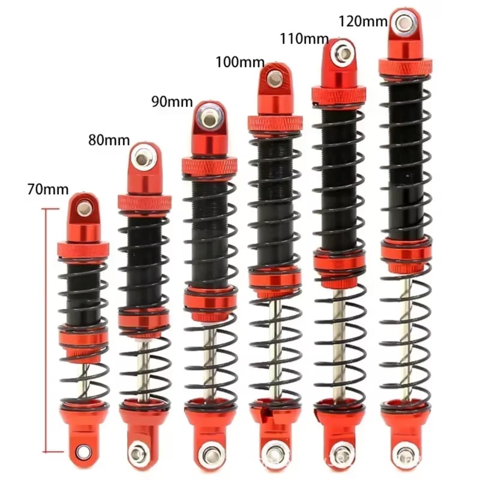 para Scx10 para Wraith Rr10 para Trx4 para Trx6 para Absima para Sherpa 1/10 70-120 Amortiguador Metal Vehículo Control Remoto con Orugas Amortiguador Ajustable RC