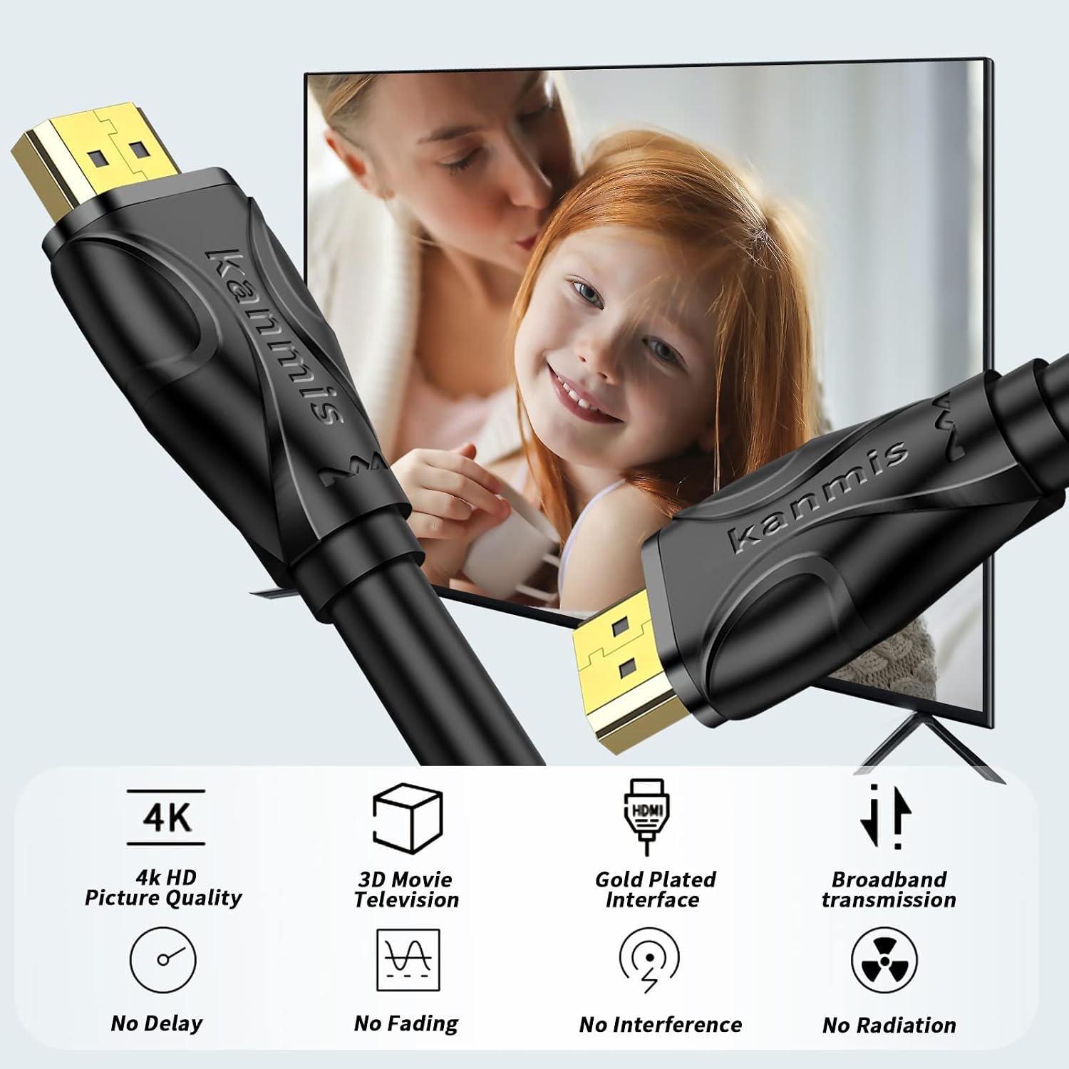 4K HDMI Cable 6ft, High Speed Hdmi Cables (HDMI2.0,18Gbps,1080P)-Ethernet Audio Return Video 4K HDMI Cable, Ultra High Speed Gold Plated Connectors, Compatible with Playstation Arc PS3 PS4 PC HDTV