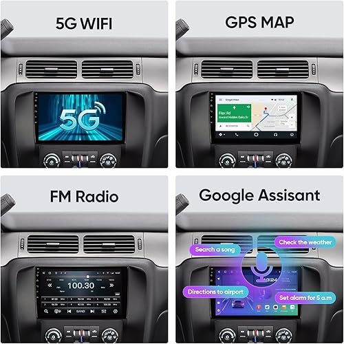 Miniatura 9 de Radio estéreo de coche para GMC Yukon Tahoe Suburban 2007-2012 Sierra Silverado 2010-2013 con Carplay Android Auto 9 pulgadas 5G WiFi FMAM 48EQ