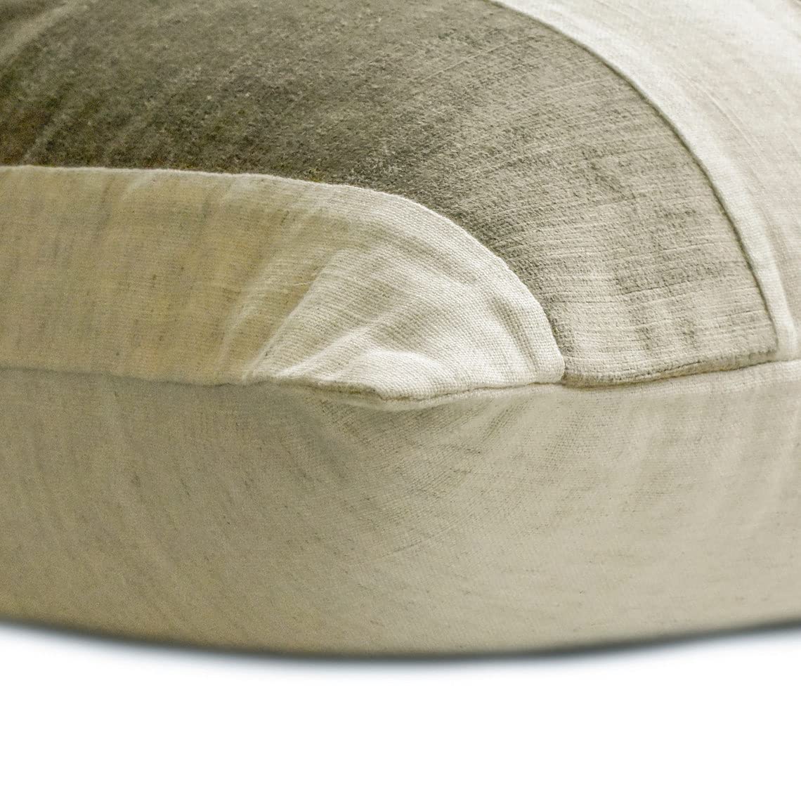 Fabric Mart Direct Decorativo Beige Funda de cojín Lumbar, 30 x 60 cm Terciopelo y Lino Cojin, Funda de Cojín con Labor de Retazos, A Rayas Cojin, Moderno Funda de cojín Lumbar - Swathe Beige