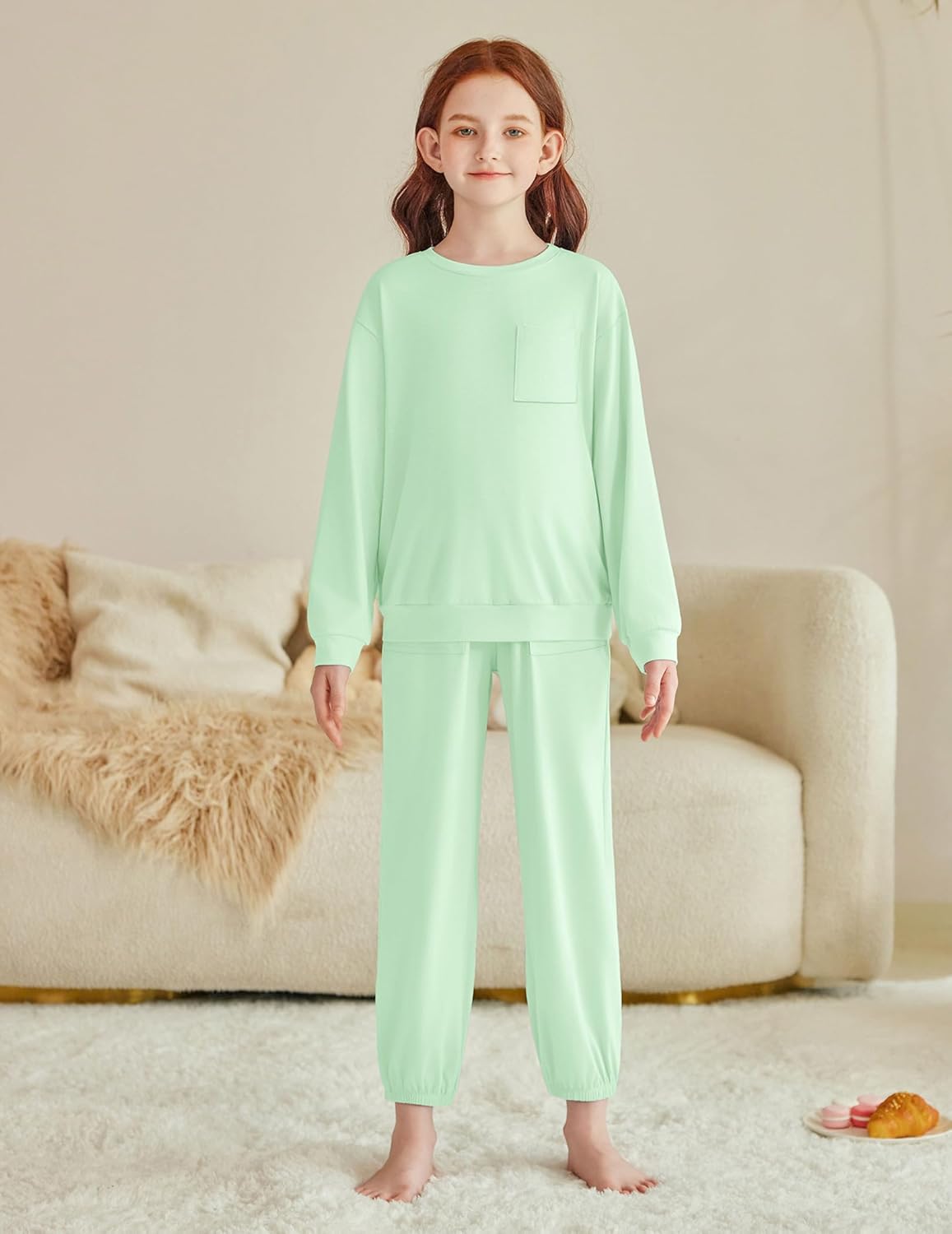 Arshiner Girls 2 Piece Outfits Casual Clothing Sets Long Sleeve Pullover Sweatshirts and Sweatpants with Pockets 5-13 Years - Image 2