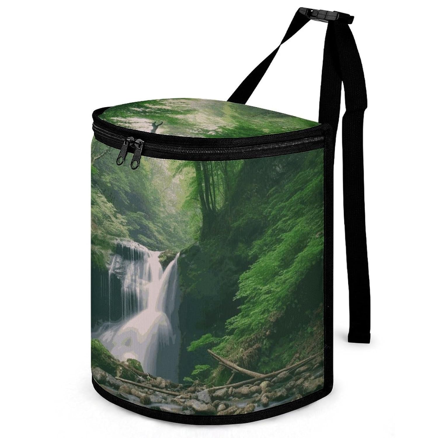 Hanging Car Trash Bag Forests with Waterfalls Trees Printed Car Garbage Storage Bag Leakproof Car Trash Can Portable Garbage Storage Bags