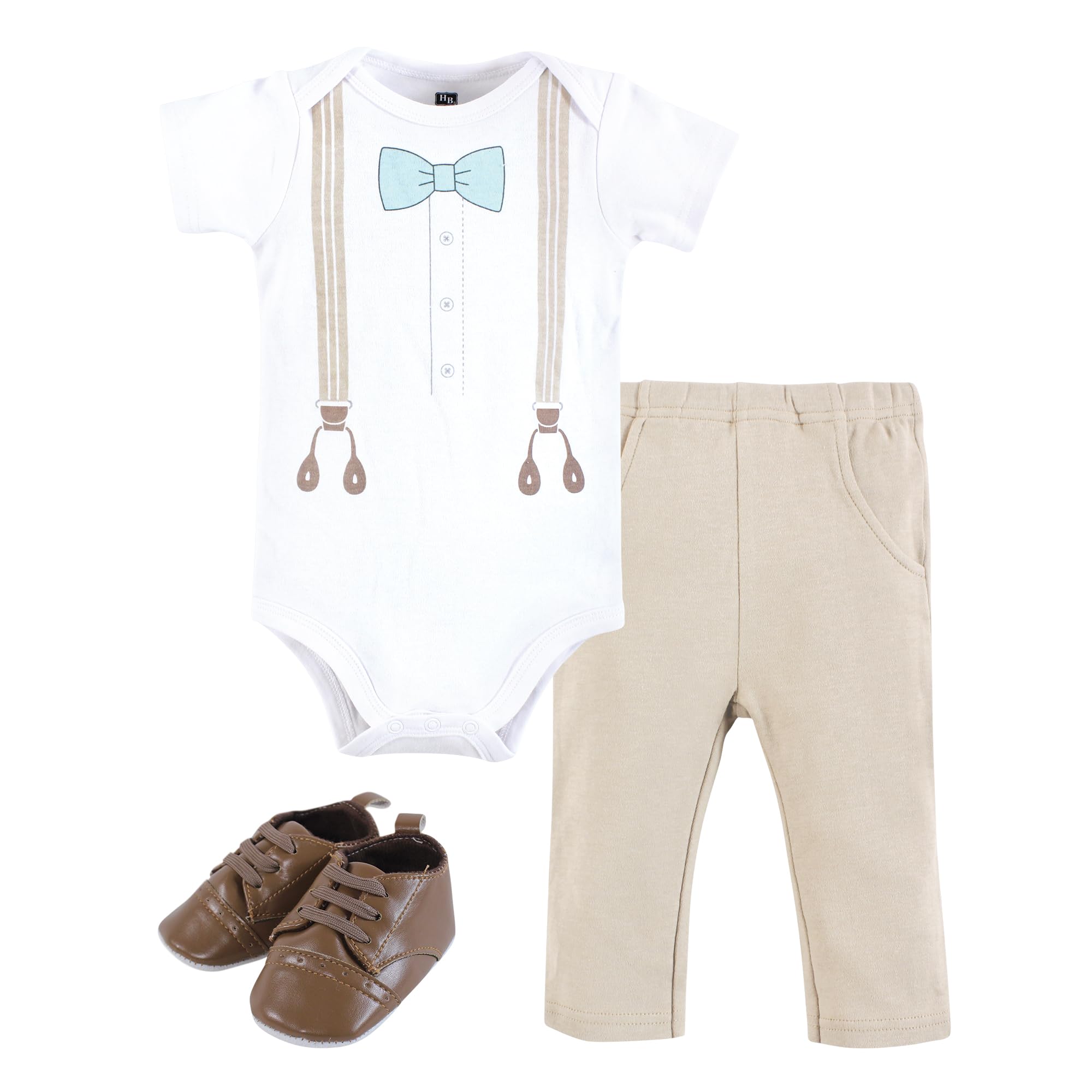 Hudson Baby Unisex Baby Cotton Bodysuit, Pant and Shoe Set