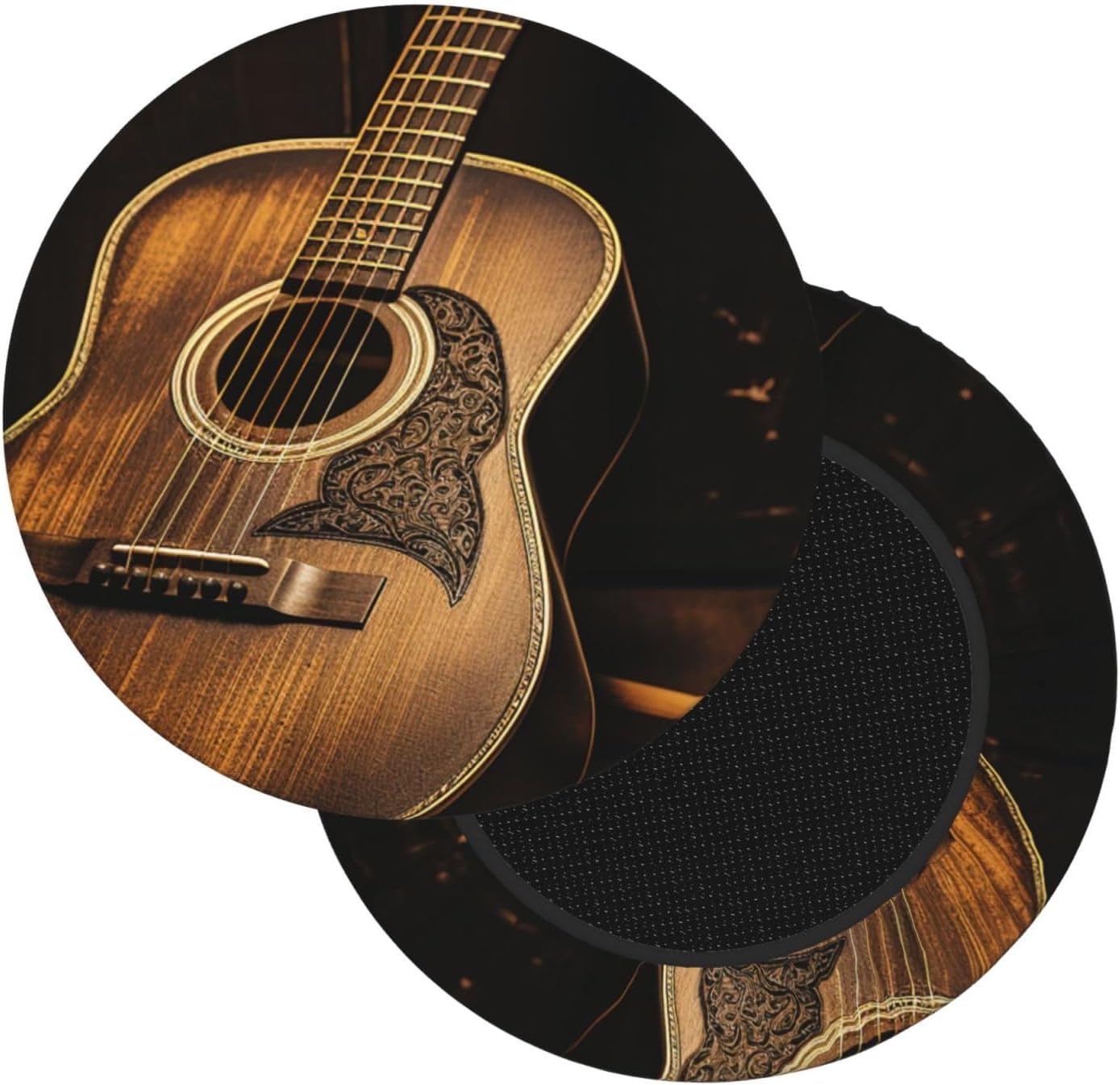 Bar Stool Cover Round Elastic Stool Cushion Covers Old West Guitar Bar Chair Cover Washable Stool Cushion Slipcover Stretch Stool Seat Covers for 12-14 Inch Chair