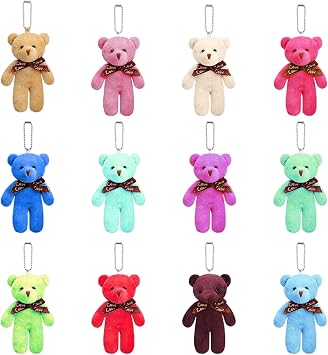 Mini Teddy Bears, 16-Piece Set of 12cm Small Teddy Bear Keyrings, Ideal for Party Favors and DIY Craft Projects, Valentine's Day Gift
