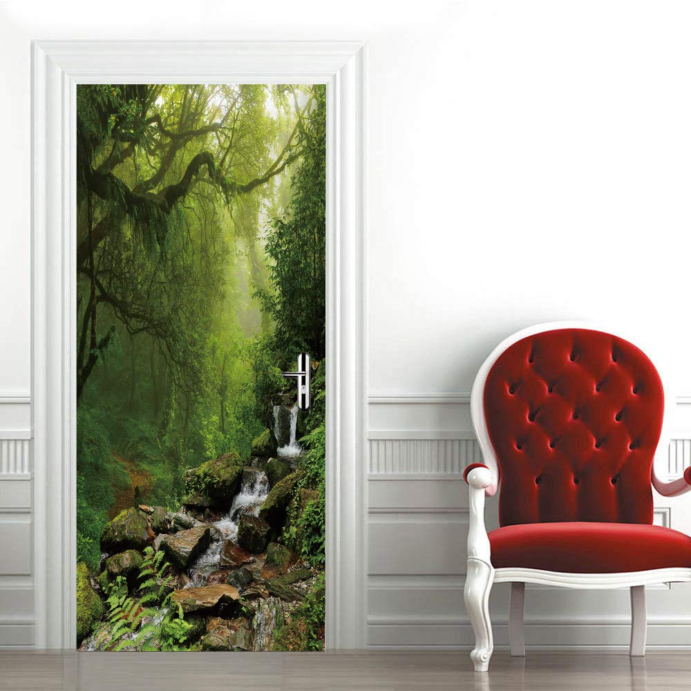 Affiche de porte stickers masquant les rayures avec un effet trompe l'oeil 3D