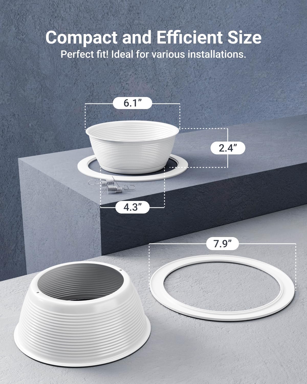 Sunco 12 Pack 6 Inch Ceiling Can Light Trim, Step Baffle with Detachable Ring, White Recessed Light Trim