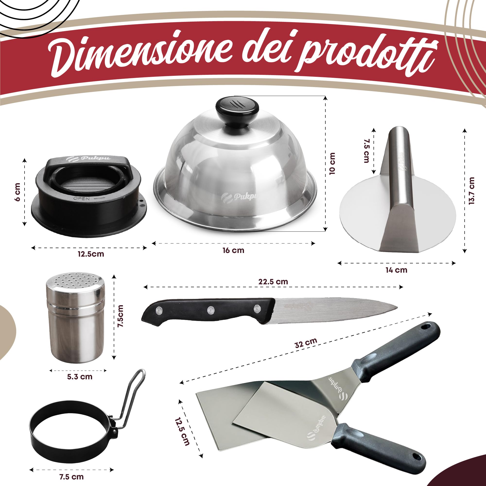 Kit Smash Burger – Pressa Hamburger, Spatola, Cloche e Accessori Piastra per Smash Burger e Hamburger Fatti in Casa