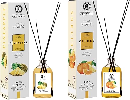 Miniatura 9 de Set de ambientador de ambientador Paquete de 2 aroma de piña y cítricos, 3.9 fl oz Difusor de varillas de aceite de aromaterapia de larga