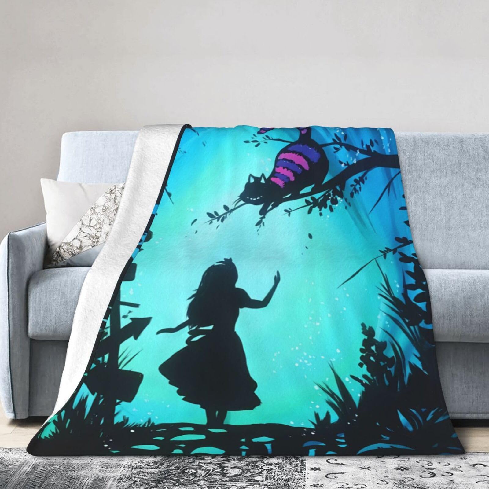Alice Fairy Cartoon Blanket Wonderland Ultra-Soft Micro Fleece Blanket Throw Blanket for Couch Bed Living Room for All Season 60"x50"