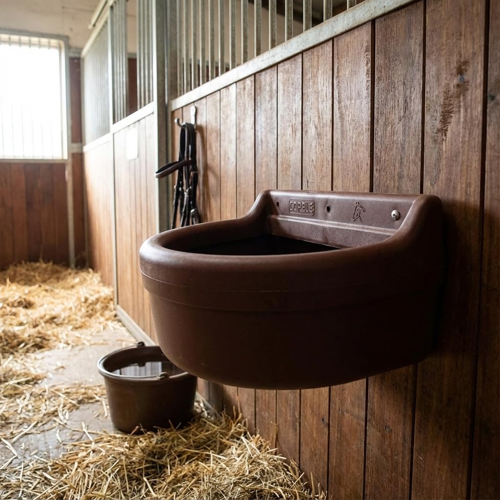 Suinga Comedero de 8 litros con Asa, Fuerte y Robusto para Caballos - Alimentación de Caballo de Alta Resistencia