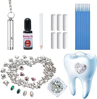 Tooth Gem Kit with Curing Light and Glue，Fashionable Shining Butterfly and Love Heart Shape Tooth Gems，Shining Your Teeth