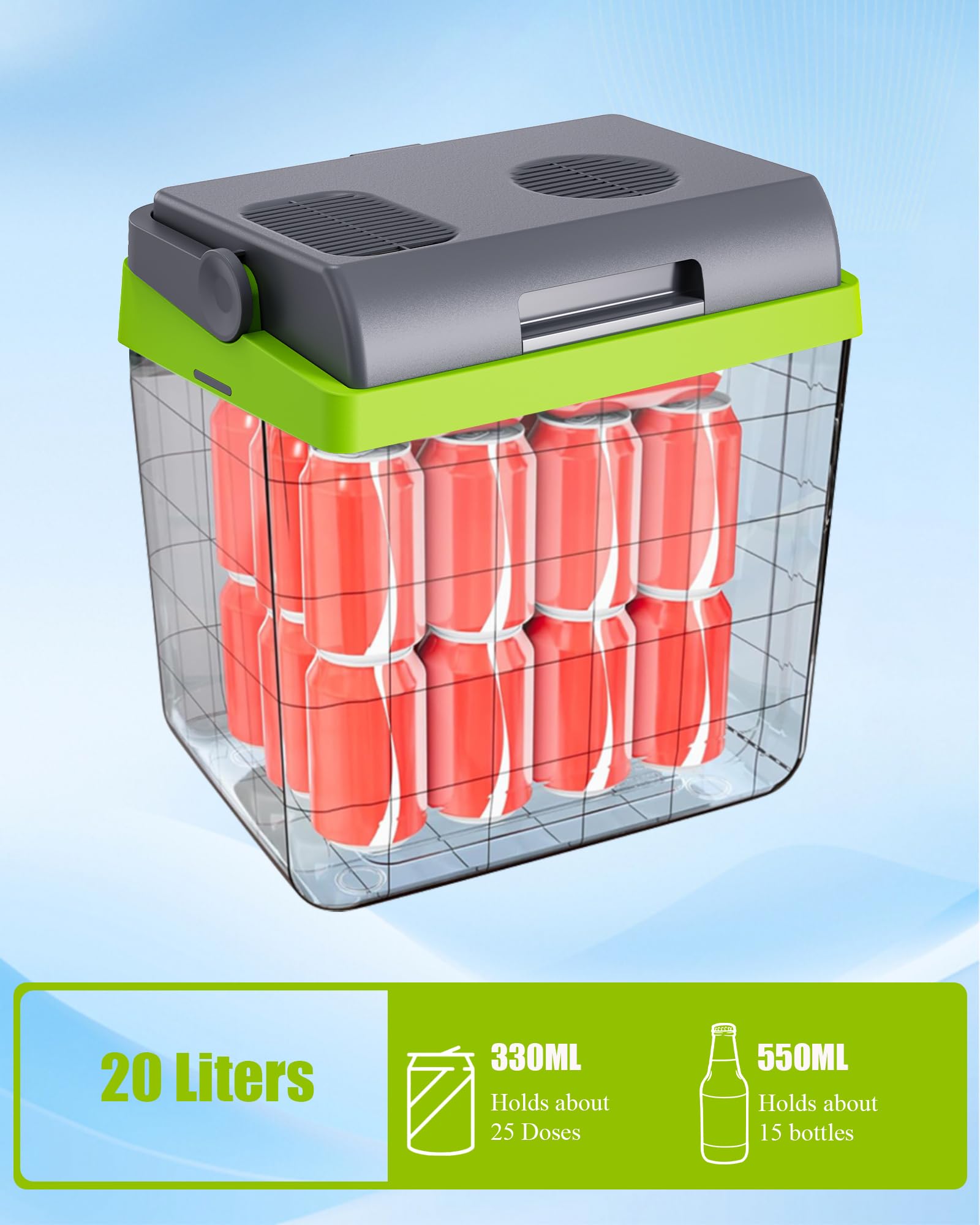 20 litros Nevera Portatil Electrica, 12V 230V Nevera para Coche, Camping, Hogar, Refrigeración y Calefacción