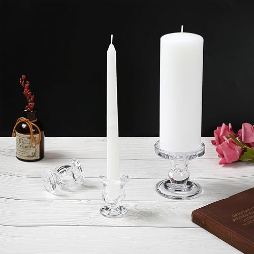 Miniatura 8 de Unity - Portavelas de cristal para vela de pilar y vela cónica, juego de 3 portavelas transparente Unity, soporte decorativo para velas de cristal
