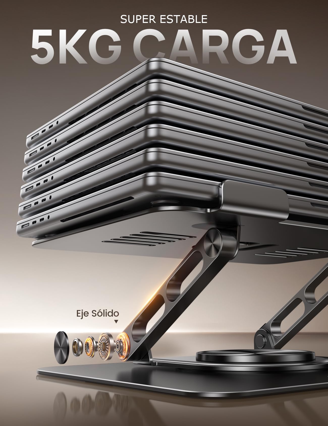 Lamicall Soporte Portátil Ajustable - [360° Rotación] [Base Mejorada, Más Estable] Elevador Portatil de Aluminio Plegable, Altura & Ángulo Ajustable, Soporte Ergonómico para los Portátiles de 10-17,3"